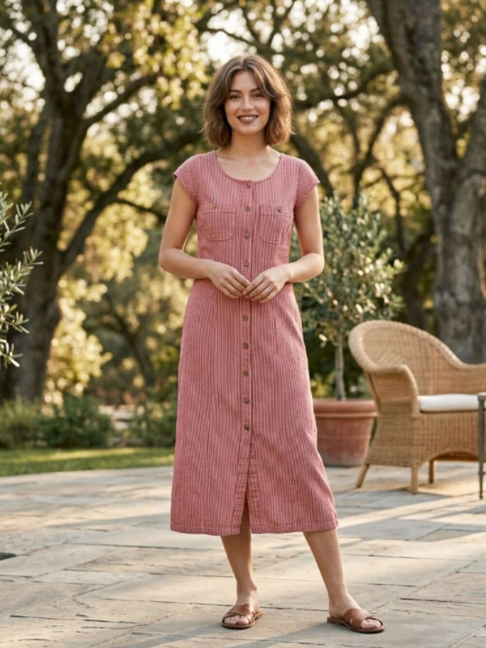 Vtg 90s y2k Isabella Bird Sundance Catalog red striped engineer midi dress